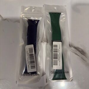 Lot of 2 Silicone Watch Bands for Apple Watch 38/40/41mm Midnight Blue Clover